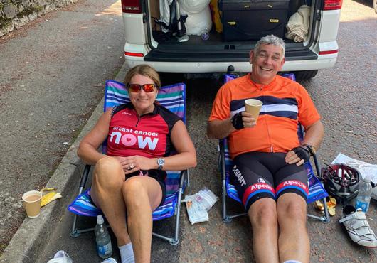 Ian and Clare relaxing after the first day of cycling.